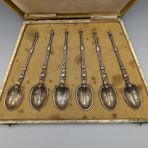 1936年 英国ヴィンテージ 純銀製 アノイティングスプーン 6本セット ケース入